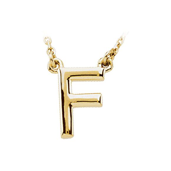 14K Yellow Gold, Kendall Collection, Block Initial F Necklace, 16 Inch - Picture 1 of 5